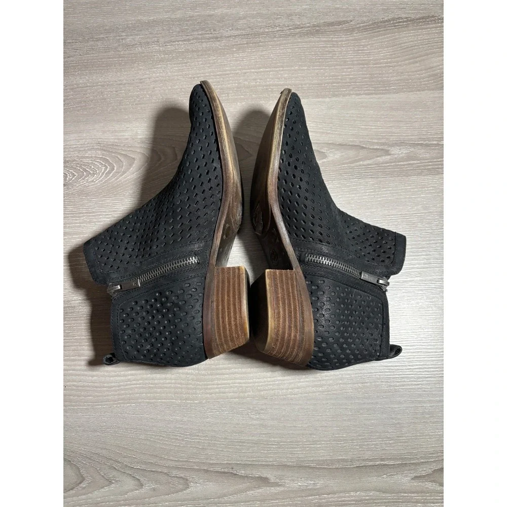 Lucky Brand 8 M Basel Perforated Leather Ankle Booties Zip Boots Rodeo Festival